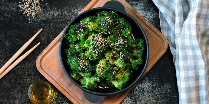 Sült brokkoli gyömbérrel és szójaszósszal