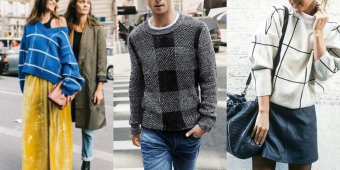 Divatos pulóverek és kardigánok, 2018-2019: a modell egy ketrecben