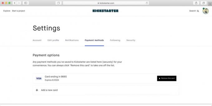 Hogyan vásároljon Kickstarter: akkor a kártya jelenik meg a rendelkezésre álló fizetési módok