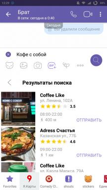 A Viber meg, hogy küldjön a helymeghatározás és keressen létesítmények „Yandex. térképek »