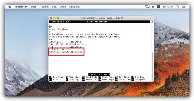 Hogyan blokkolja a helyszínen MacOS használata hosts fájl
