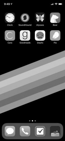 iPhone fekete-fehér képernyőn