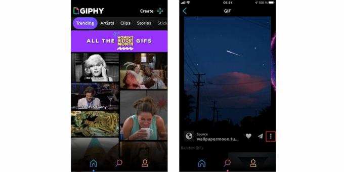 IPhone Lock Screen: Indítsa el a Giphy alkalmazást, és nyissa meg a Menüt