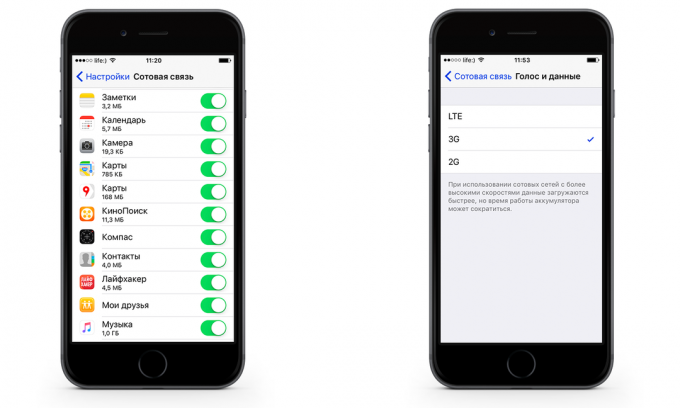 Hogyan kell menteni a mobil adatforgalom iPhone iOS 9. alkalmazás lock