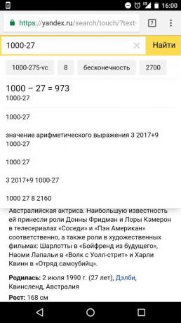 „Yandex”: számításokat a keresősáv