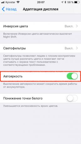 Automatikus fényerő iOS 11