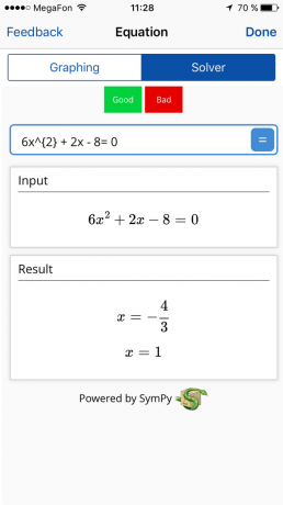 Mathpix: Az egyenlet megoldása
