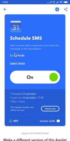 Tervezés SMS Android: IFTTT