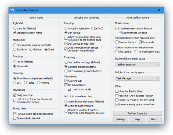 Szabad program for Windows: 7+ Taskbar Tweaker 