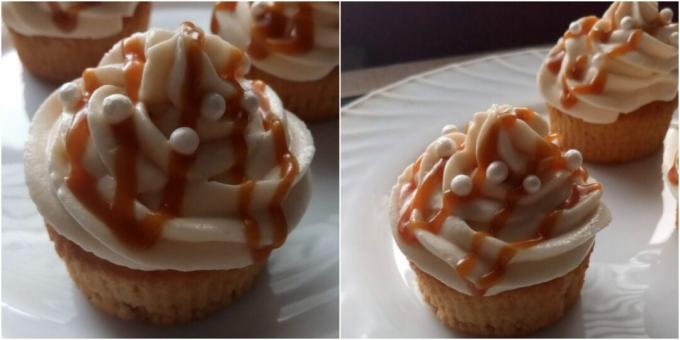 Cupcakes karamellás és vajkrémmel: egyszerű recept