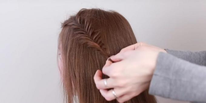 Frizurák a hosszú haj: az oldalsó zsinór fishtail