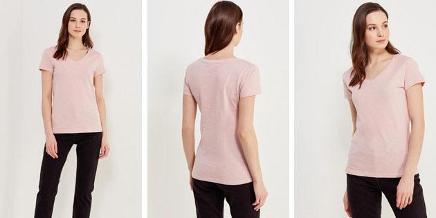 Basic női póló európai boltok: T-shirt Sela színű poros rózsa