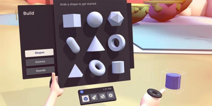 Elemek létrehozása az online játék VR-szemüveg Facebook Horizon