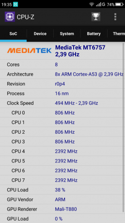 Umidigi S: CPU-Z processzor