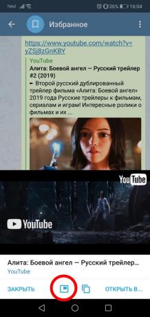 a „távirat” Video „kép a képben”