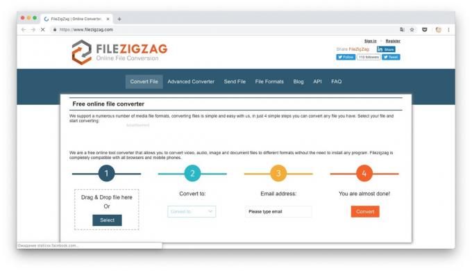 Online átalakítók: FileZigZag