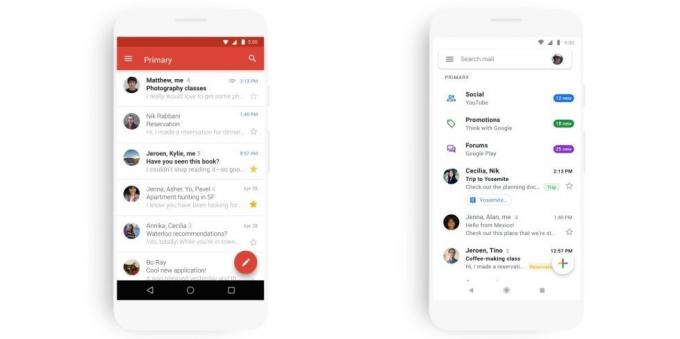 mobil változata Gmail: Frissítve design