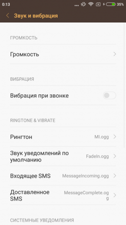 Xiaomi redmi 3s: hang és rezgés
