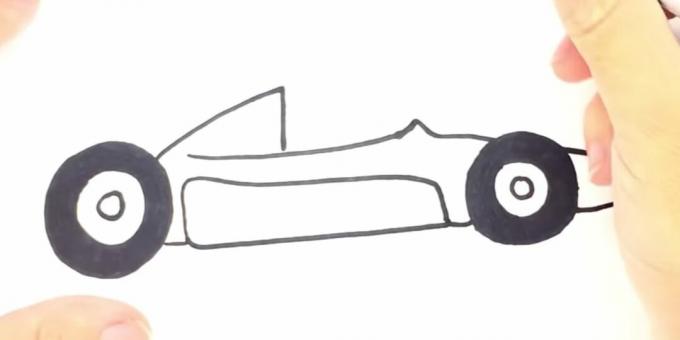 Hogyan rajzoljunk versenyautót: rajzold meg az autó alját