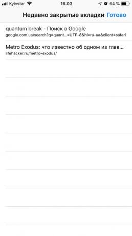 Kevéssé ismert iOS funkciók: nézet Nemrég bezárt lapok Safari