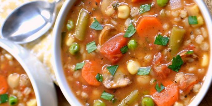 zöldséglevesekhez: leves árpa, a gomba és a csicseriborsó