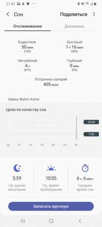 Samsung Galaxy Watch Tevékenység: alvás minősége