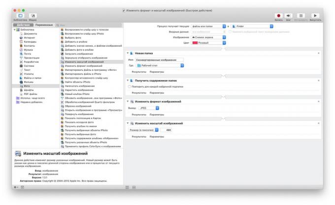 Automator MacOS: átméretezés és képformátum