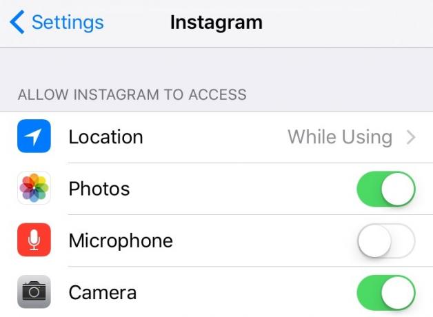 Controlling hozzáférést biztosít az alkalmazás információkat iOS Instagram 9