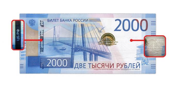 hamis pénz: hitelesség Egy 2000 rubelt