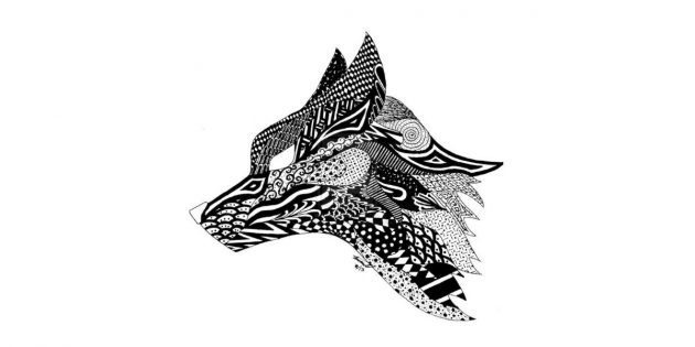 Wolf stílus zentangl