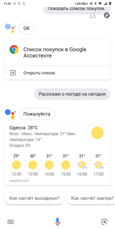 A Google Asszisztens: időjárás