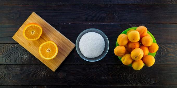 Egy nagyon egyszerű recept lekvár barack és a narancs: Hozzávalók