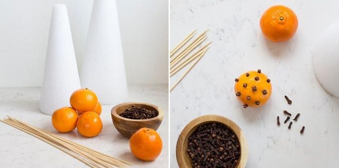 Hogyan lehet díszíteni egy táblázatot Szilveszter: mandarin fa