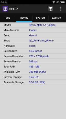 Xiaomi redmi Megjegyzés 5a: műszaki leírások