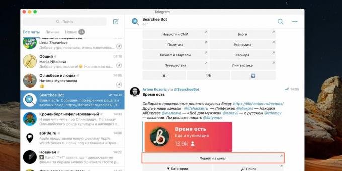 Hogyan lehet megtalálni a Telegram csatornát egy bot segítségével