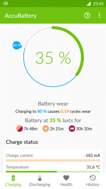 AccuBattery Android ellenőrzi az akkumulátort, és növeli annak élettartamát