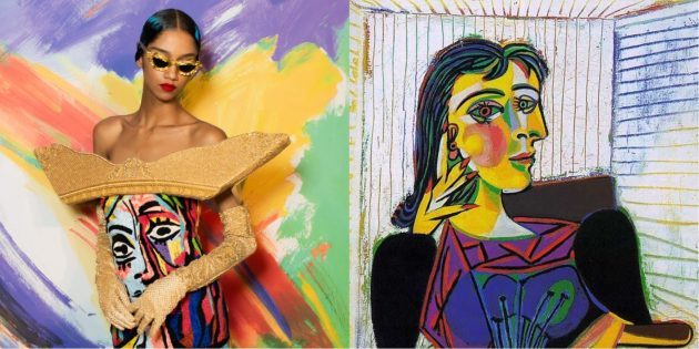 Moschino modell és Picasso "portré Dora Maar".