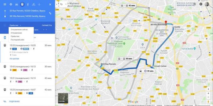 Google Maps. Érkezési idő becslése
