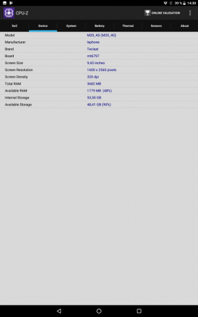 Teclast M20 4G: CPU-Z