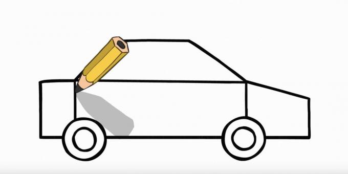 Hogyan rajzoljunk rendőrautót: húzzuk meg a hátulját