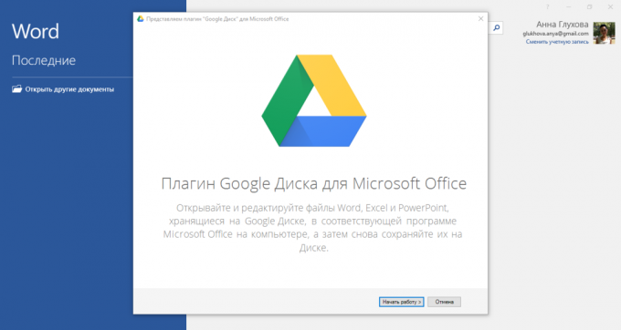 Hogyan adjunk Google Drive a Microsoft Office