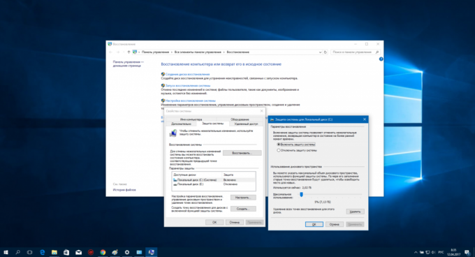 A Windows beállítása 10: Rendszer-visszaállítás szolgáltatás