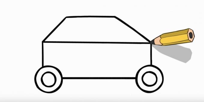 Hogyan rajzoljunk rendőrautót: rajzoljuk meg az autó tetejét