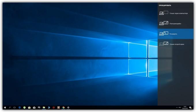 Hogyan hozzunk létre 2 monitor Windows: A kombináció Win + P közötti váltáshoz megjelenítési módot a légy