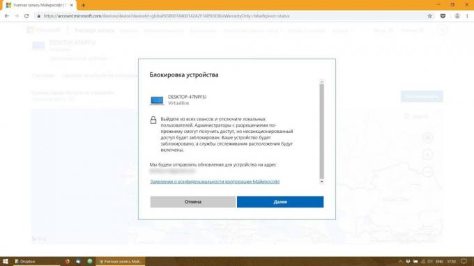 Távoli lezárás PC Windows 10: Kattintson a „Tovább” gombra