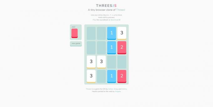Ingyenes online kirakós játékok: Threes JS