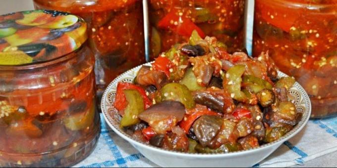 Delicious padlizsán télen: Padlizsán uborka és a paprika paradicsomos mártással