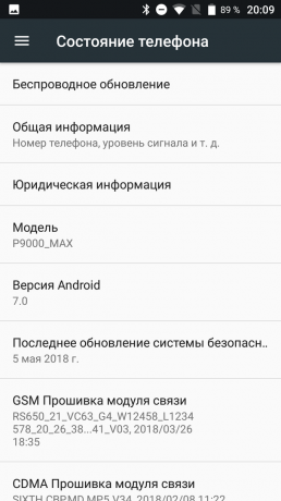 Védett okostelefon Poptel P9000 Max: rendszer verzió