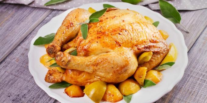 Hogyan töltsünk csirkét: töltött csirke citrommal és naranccsal