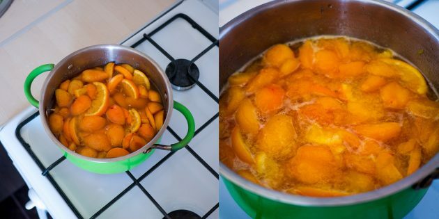 Sárgabarack és narancslekvár: tedd az edényt a tűzhelyre